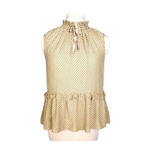 EC H&M SLEEVELESS BLOUSE WITH TIE ON THE FRONT OF NECK AND RUFFLE SZ.10